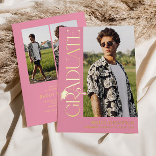 Modern Pink Tassel 3 Photo Graduation