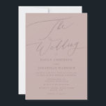 Modern Pink Taupe Simple Calligraphy Wedding Invitation<br><div class="desc">Simple Two tone Taupe Pink musk Modern Wedding Invitation for a modern wedding formal or informal. Taupe with impressive modern calligraphy.</div>
