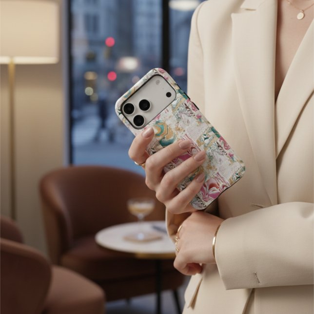 Modern Pink Teal Gold Marble Patchwork Abstract (Creator Uploaded)