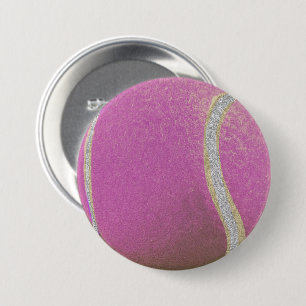 Modern Pink Tennis Ball With Faux Glitter Line  7.5 Cm Round Badge
