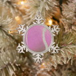 Modern Pink Tennis Ball With Faux Glitter Line   Snowflake Pewter Christmas Ornament<br><div class="desc">Personalised classic tennis ball design in glitter silver faux foil texture. Simple, minimalist gift for your tennis coach or tennis team, or simply tennis balls with your initial, gold & stylish tennis pattern design. Personalised Gift for a tennis player. Dusty rose tennis gold design. Trendy tennis players' home decor. Trendy...</div>