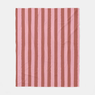 Modern Pink & Terracotta Vertical Stripes Pattern Fleece Blanket