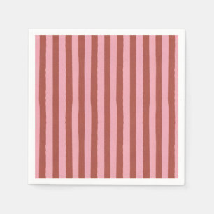 Modern Pink & Terracotta Vertical Stripes Pattern Napkin