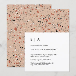 Modern Pink Terrazzo Pattern Wedding Invitation