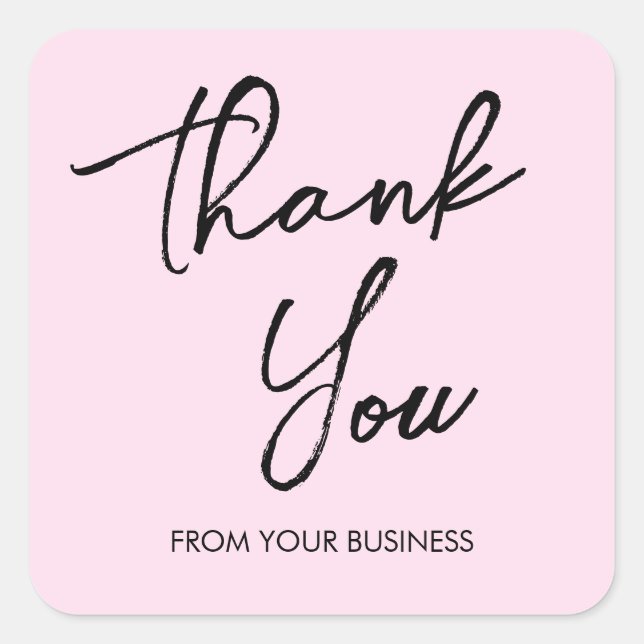 Modern Pink Thank You Script  Square Sticker (Front)