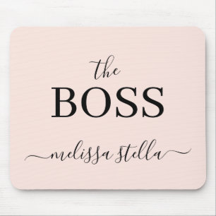 Modern Pink The Boss Name Girly Gift Mouse Pad