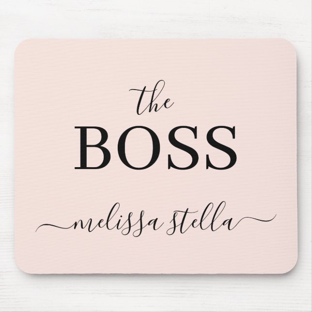 Modern Pink The Boss Name | Girly Gift Mouse Pad (Front)