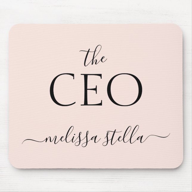 Modern Pink The CEO Name | Best Girly Gift Mouse Pad (Front)