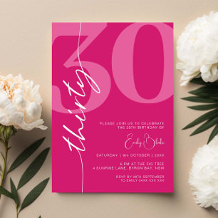 Modern Pink Thirty 30th Birthday Party Invitation