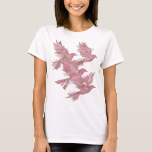 Modern Pink THREE PINK BIRDS IN FLIGHT Bold Design T-Shirt