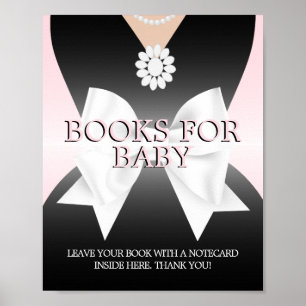 Modern Pink Tiffany Books for Baby Shower Sign