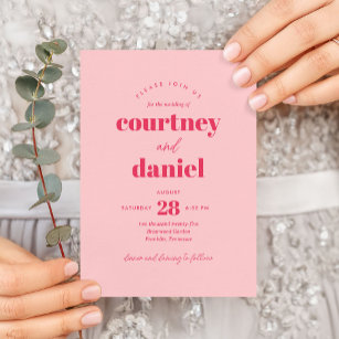 Modern Pink Trendy Mix Match Wedding Invitation
