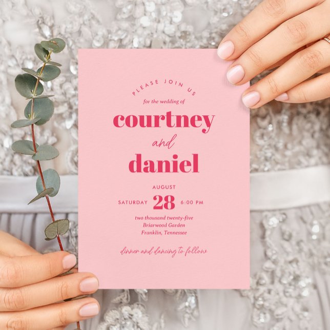 Modern Pink Trendy Mix Match Wedding Invitation (Creator Uploaded)
