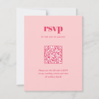 Modern Pink Trendy Mix Match Wedding QR Code