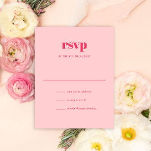 Modern Pink Trendy Mix Match Wedding RSVP Card