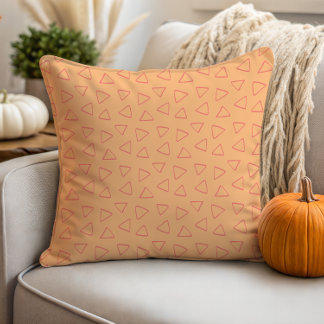 Modern Pink Triangles on Orange Cushion