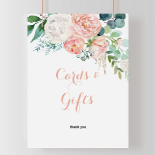 Modern Pink Tropical Floral Cards and Gifts Sign
