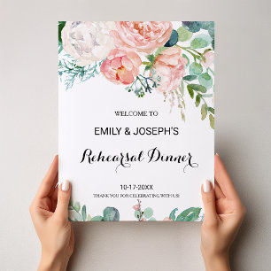 Modern Pink Tropical Rehearsal dinner Welcome Poster