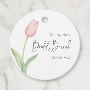 Modern Pink Tulip Solo Bridal Brunch Favour Tags