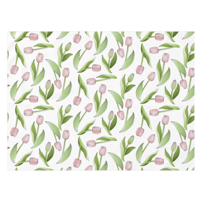 Modern Pink Tulip Tablecloth (Front (Horizontal))
