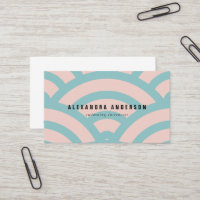 Modern Pink & Turquoise Wave Pattern Business Card