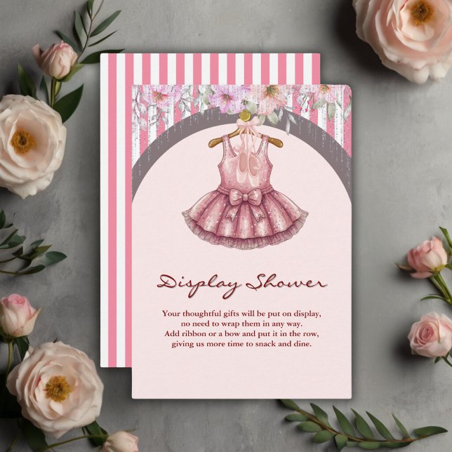 Modern Pink Tutu Ballerina Ballet Girl Baby Shower Enclosure Card (Creator Uploaded)