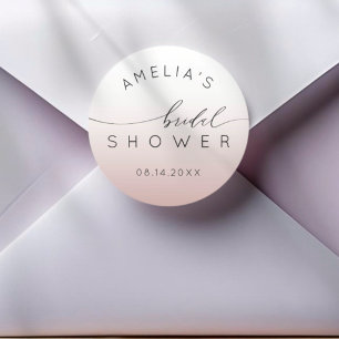 Modern Pink Typography Favour Bridal Shower Classic Round Sticker