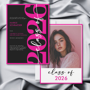 Modern Pink Typography Graduation Announcement