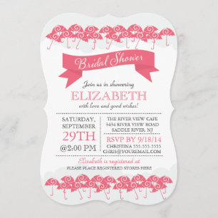 Modern Pink Umbrella Bridal Shower Invitation