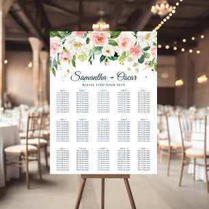 Modern Pink Watercolor Beauty Flowers & Gold Drops Poster