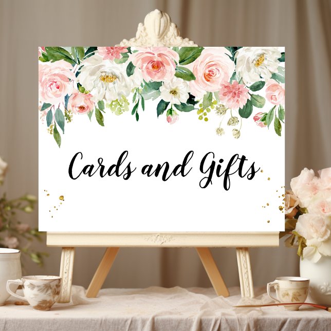 Modern Pink Watercolor Beauty Flowers & Gold Drops Poster (Creator Uploaded)