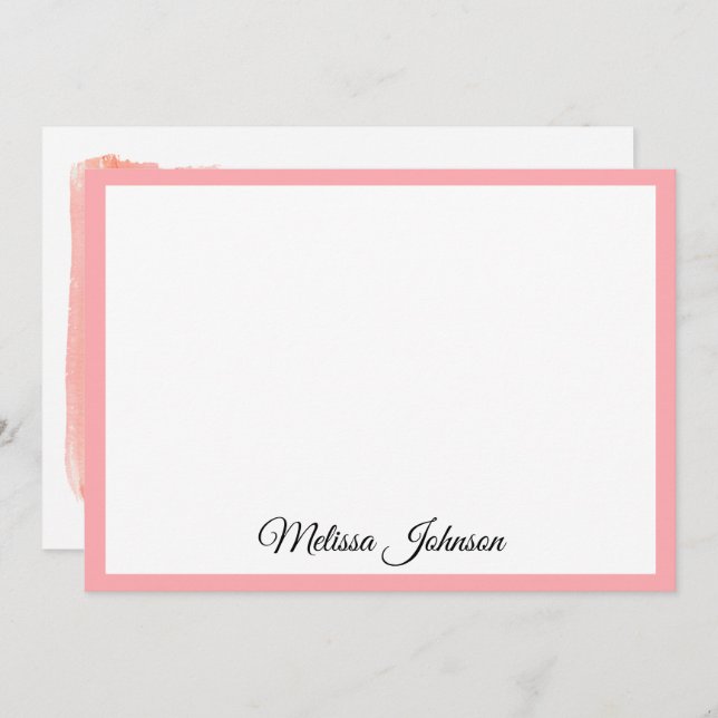 Modern Pink Watercolor Brush Strokes Personalised Card (Front/Back)