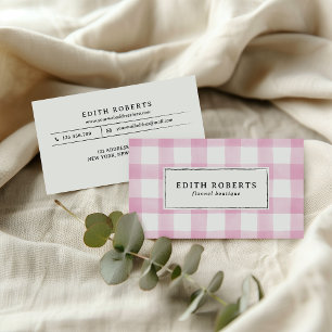 Modern Pink Watercolor Buffalo Plaid Rustic chic Business Card