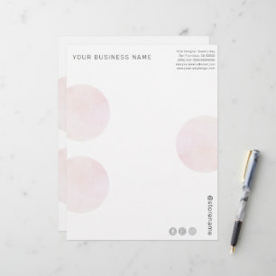 Modern Pink Watercolor Circles Business  Custom Letterhead