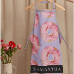 Modern Pink Watercolor Doughnuts Pattern With Name Apron<br><div class="desc">Modern Pink Watercolor Doughnuts Pattern With Name</div>