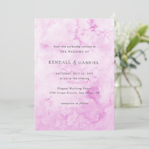 Modern Pink Watercolor Elegant Wedding Invitation