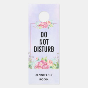 Modern Pink Watercolor Floral Frame Do Not Disturb Door Hanger