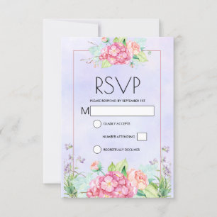 Modern Pink Watercolor Floral Frame RSVP Card