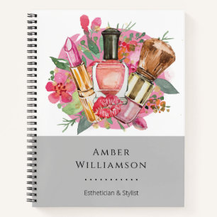 Modern Pink Watercolor Makeup Artist Girly Chic  Notebook