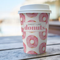 Modern Pink Watercolor Sweet Like Doughnuts Quote