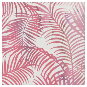 Modern pink  watercolor tropical palm tree leaves fabric