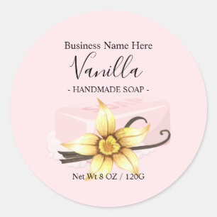 Modern Pink Watercolor Vanilla Handmade Soap Classic Round Sticker