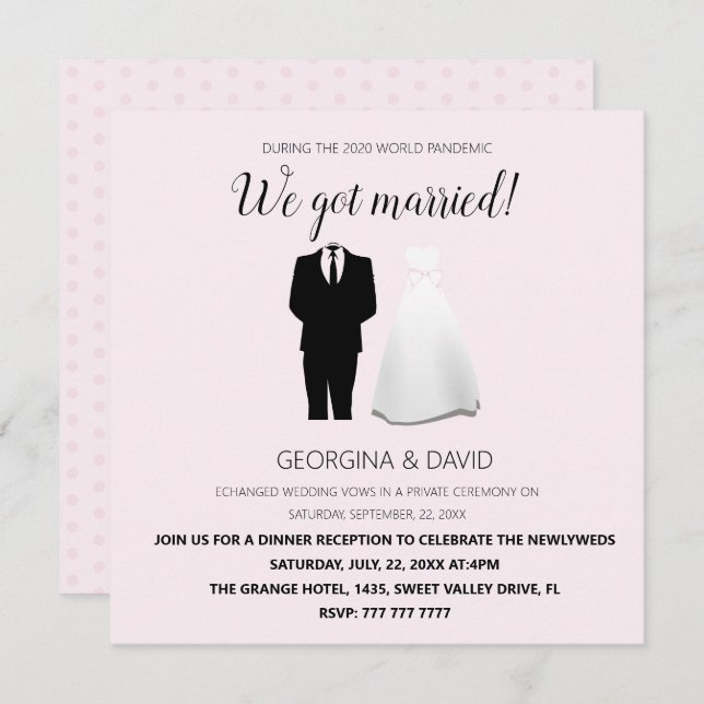 Modern Pink We Got Married! Wedding Announcement (Front/Back)