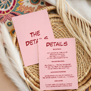 Modern Pink Wedding Details Enclosure Card