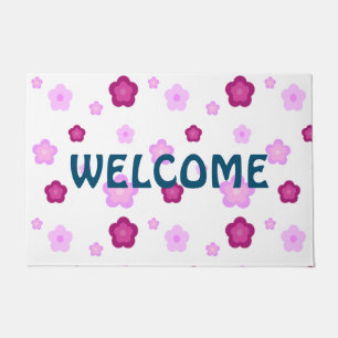 Modern pink Welcome flower pattern Gift Doormat