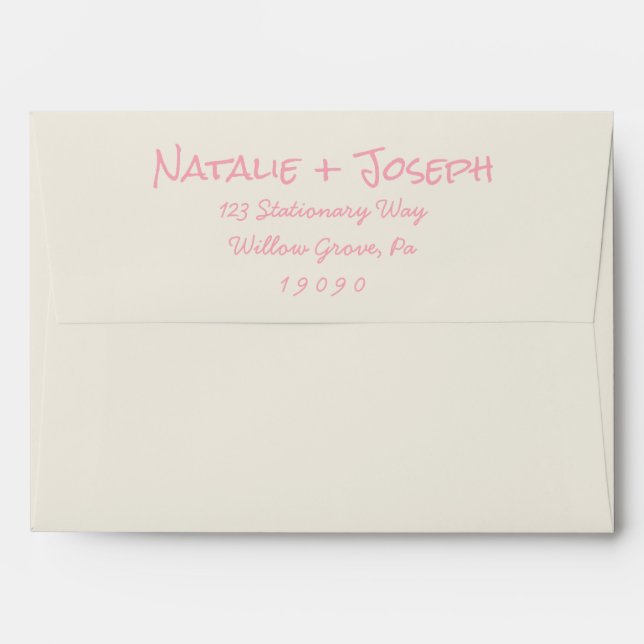 Modern Pink Whimsical Fun Patel Spring Wedding Envelope (Back (Top Flap))