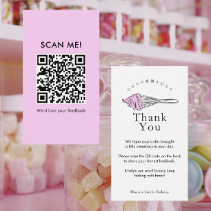 Modern Pink Whisk Leave a Review QR Code Business Card