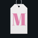 Modern pink white custom monogram initial letter gift tags<br><div class="desc">Modern pink and white custom monogram initial letter Gift Tags</div>