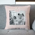 Modern Pink & White | Family Photo | Initial Cushion<br><div class="desc">Modern Pink & White | Family Photo | Initial</div>
