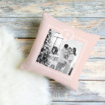 Modern Pink & White | Family Photo | Initial Cushion<br><div class="desc">this modern pink and white family photo exudes a sense of togetherness,  love,  and contemporary style. It captures a moment of joy and unity,  showcasing the beauty of the family and their harmonious connection.</div>